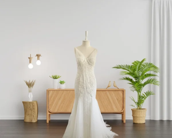 Exquisite Pearl and Lace Embroidered Mermaid Wedding Gown (Wedding Dress / Bridal) Exquisite Pearl and Lace Embroidered Mermaid Wedding Gown (Wedding Dress / Bridal)