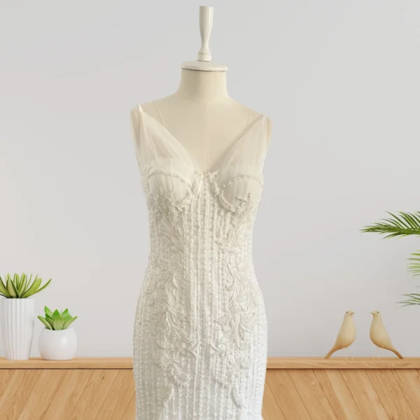 Exquisite Pearl and Lace Embroidered Mermaid Wedding Gown (Wedding Dress / Bridal) Exquisite Pearl and Lace Embroidered Mermaid Wedding Gown (Wedding Dress / Bridal)