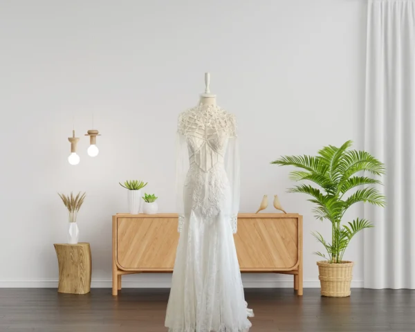 Luxurious Handcrafted Mermaid Wedding Gown with Bead Embroidered Lace and Tulle Details (Wedding Dress / Bridal) Luxurious Handcrafted Mermaid Wedding Gown with Bead Embroidered Lace and Tulle Details (Wedding Dress / Bridal)