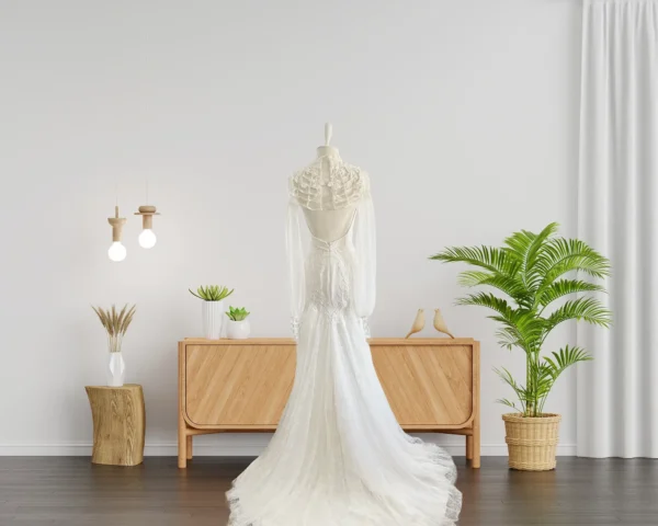 Luxurious Handcrafted Mermaid Wedding Gown with Bead Embroidered Lace and Tulle Details (Wedding Dress / Bridal) Luxurious Handcrafted Mermaid Wedding Gown with Bead Embroidered Lace and Tulle Details (Wedding Dress / Bridal)