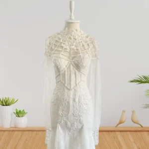 Luxurious Handcrafted Mermaid Wedding Gown with Bead Embroidered Lace and Tulle Details (Wedding Dress / Bridal) Luxurious Handcrafted Mermaid Wedding Gown with Bead Embroidered Lace and Tulle Details (Wedding Dress / Bridal)