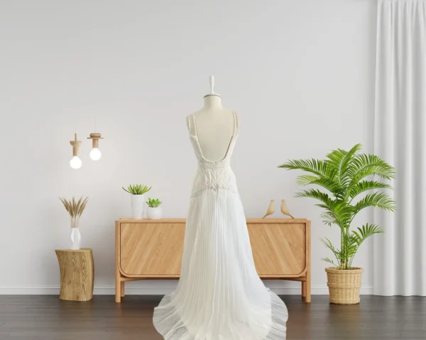 Timeless Pearl and Bead Embroidered Wedding Gown with Flattering Pleated Skirt (Wedding Dress / Bridal) Timeless Pearl and Bead Embroidered Wedding Gown with Flattering Pleated Skirt (Wedding Dress / Bridal)