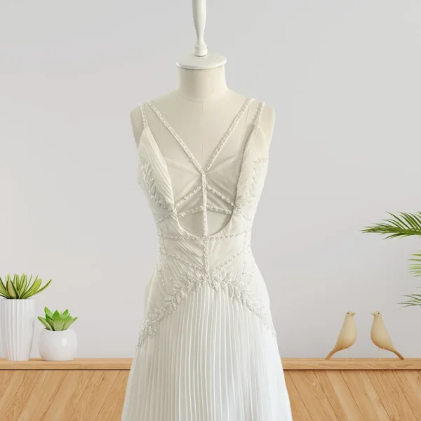 Timeless Pearl and Bead Embroidered Wedding Gown with Flattering Pleated Skirt (Wedding Dress / Bridal) Timeless Pearl and Bead Embroidered Wedding Gown with Flattering Pleated Skirt (Wedding Dress / Bridal)