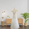 Vintage-Inspired Wedding Gown with Fully Lace Embroidery, and Tulle Frills on the Shoulders (Wedding Dress / Bridal) Vintage-Inspired Wedding Gown with Fully Lace Embroidery, and Tulle Frills on the Shoulders (Wedding Dress / Bridal)