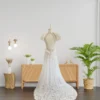 Vintage-Inspired Wedding Gown with Fully Lace Embroidery, and Tulle Frills on the Shoulders (Wedding Dress / Bridal) Vintage-Inspired Wedding Gown with Fully Lace Embroidery, and Tulle Frills on the Shoulders (Wedding Dress / Bridal)