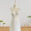 Simple and Elegant Chiffon Skirt Wedding Dress with Unembellished Lace and Tie-Back Detail (Wedding Dress / Bridal) Simple and Elegant Chiffon Skirt Wedding Dress with Unembellished Lace and Tie-Back Detail (Wedding Dress / Bridal)